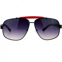 Square Vintage Top Bar Square Navigator Sunglasses Unisex Designer Fashion UV 400 - Black Red - CB187K4IAH2 $12.99