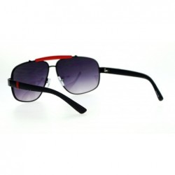 Square Vintage Top Bar Square Navigator Sunglasses Unisex Designer Fashion UV 400 - Black Red - CB187K4IAH2 $12.99