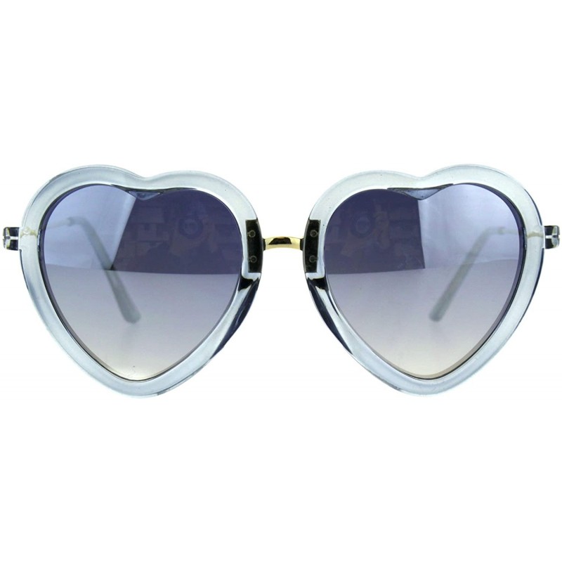 Oval Womens Heart Shaped Sunglasses Translucent Color Frame Lite Mirrored - Blue - CW18EE7NEX3 $11.61