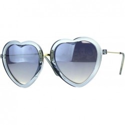 Oval Womens Heart Shaped Sunglasses Translucent Color Frame Lite Mirrored - Blue - CW18EE7NEX3 $11.61