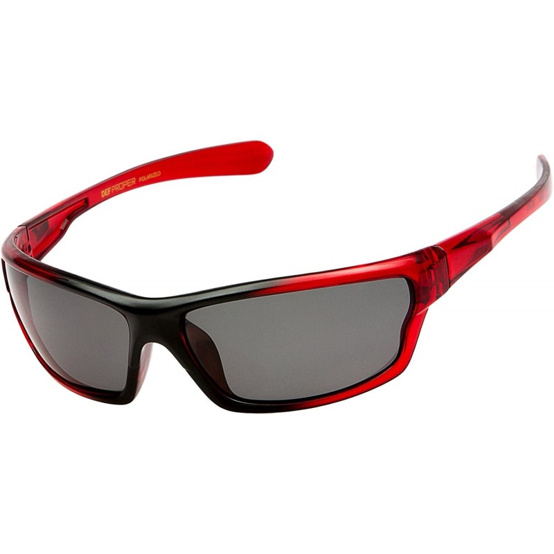 Sport Polarized Wrap Around Sports Sunglasses - Red - Smoke - C718D0N9XIZ $13.44