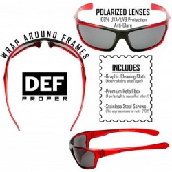 Sport Polarized Wrap Around Sports Sunglasses - Red - Smoke - C718D0N9XIZ $13.44