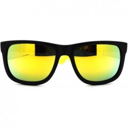 Rectangular Kush Pot Logo Rectangular Mens Sporty Horned Style Sunglasses - Black Yellow - C711KP5VU4R $9.82