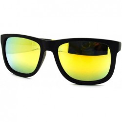 Rectangular Kush Pot Logo Rectangular Mens Sporty Horned Style Sunglasses - Black Yellow - C711KP5VU4R $9.82