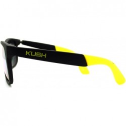 Rectangular Kush Pot Logo Rectangular Mens Sporty Horned Style Sunglasses - Black Yellow - C711KP5VU4R $9.82