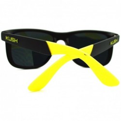 Rectangular Kush Pot Logo Rectangular Mens Sporty Horned Style Sunglasses - Black Yellow - C711KP5VU4R $9.82