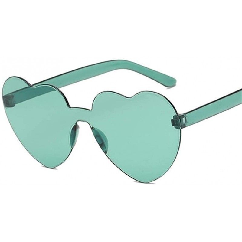 Rimless Cute Sexy Retro Love Heart Rimless Sunglasses Women Luxury Sun Glasses Female Eyewear Candy Color - Green - CB198UH5Y...