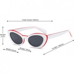 Oval Fashion Oval Round Retro Sun glasses Color Plastic Lenses Sunglasses - Red White - CK18NS7YSYQ $11.69