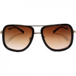 Square Designer Upscale Look Rich Famous Hip Hop Mens Square Sunglasses - Black & Gold - CX1892AEXLI $13.71