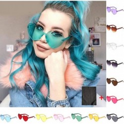 Rimless Women's Sunglasses Heart Shaped Rimless Sunglasses Transparent Candy Color Frameless Glasses Party Sunglasses - D - C...