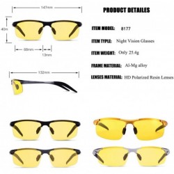 Rectangular Night Vision Driving Glasses for Men Women Al-Mg Metal Frame Polarized Reduce Glare Nighttime Driving Glasses - C...