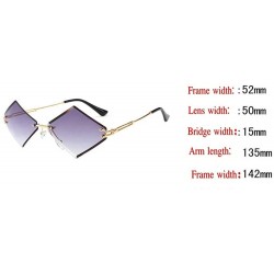 Rimless Women Rimless Polygon Sunglasses Brand Designer Vintage Sun Glasses Retro Gradient Lens Shades - Yellow - CV18M735R3H...