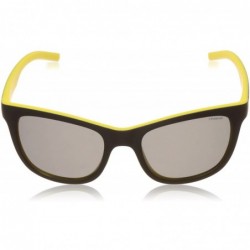 Rectangular Men's Pld7008/S Rectangular Sunglasses - Matte Black Yellow/Gray Polarized - CK12N1IV5AC $58.42