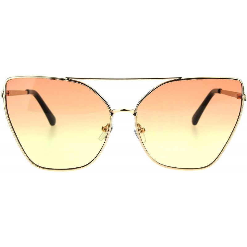 Cat Eye Womens Color Gardient Metal Rim Large Cat Eye Sunglasses - Gold Orange Yellow - CL1852NG4UK $10.88