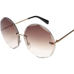 Rectangular Round Cut Rimless Sunglasses Women Men Vintage Gradient Sun Glasses Stylish Female Male Eyeglasses - CQ18Y7DLWDS ...