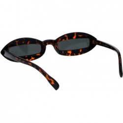 Rectangular Hippie Squint Slot Lens Retro Plastic Oval Sunglasses - Tortoise Black - CW18G2KNXES $13.03