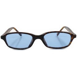 Rectangular Classic Old Vintage 80s 90s Indie Rectangle Sunglasses - Tortoise / Blue - CV18ECE7M58 $14.37