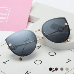 Cat Eye 2019 Lady Cat Eye Sunglasses Women Vintage Rimless Gradient Sun Glasses - Gold Green Pink - C718W5ELW37 $18.13