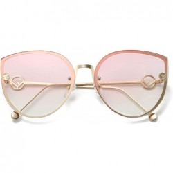 Cat Eye 2019 Lady Cat Eye Sunglasses Women Vintage Rimless Gradient Sun Glasses - Gold Green Pink - C718W5ELW37 $18.13