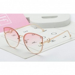 Cat Eye 2019 Lady Cat Eye Sunglasses Women Vintage Rimless Gradient Sun Glasses - Gold Green Pink - C718W5ELW37 $18.13