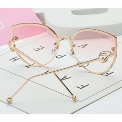 Cat Eye 2019 Lady Cat Eye Sunglasses Women Vintage Rimless Gradient Sun Glasses - Gold Green Pink - C718W5ELW37 $18.13