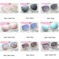 Cat Eye 2019 Lady Cat Eye Sunglasses Women Vintage Rimless Gradient Sun Glasses - Gold Green Pink - C718W5ELW37 $18.13