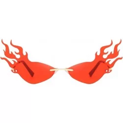 Rimless 2 Pieces Women Fire Flame Sunglasses Summer Sun Glasses Shades UV400 Eyewear - C7190DOSQTK $15.33