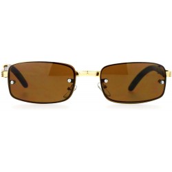 Rimless Rimless Look Rectangular Sunglasses Unisex Vintage Designer Fashion Shades - Gold Dark Brown - CO1884A59HM $13.05