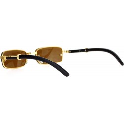 Rimless Rimless Look Rectangular Sunglasses Unisex Vintage Designer Fashion Shades - Gold Dark Brown - CO1884A59HM $13.05