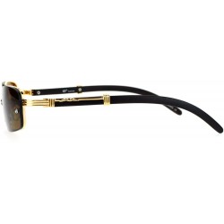 Rimless Rimless Look Rectangular Sunglasses Unisex Vintage Designer Fashion Shades - Gold Dark Brown - CO1884A59HM $13.05