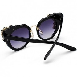 Rimless Ms. Oversized Frame Retro Cat Eye Sunglasses Fashion Design - Black Ash - CF18EUXWHDG $12.34