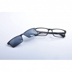 Rectangular Optical Eyeglasses Frames With Magnetic Polarized Sunglasses Clips - C007 - C412IMP9KB1 $12.84
