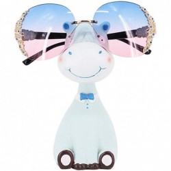 Round Fashion Round Metal Frame Sparkling Crystal Sunglasses UV Protection Eyewear Oversized - Blue - CE198DZ5NA6 $14.78