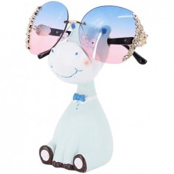 Round Fashion Round Metal Frame Sparkling Crystal Sunglasses UV Protection Eyewear Oversized - Blue - CE198DZ5NA6 $14.78