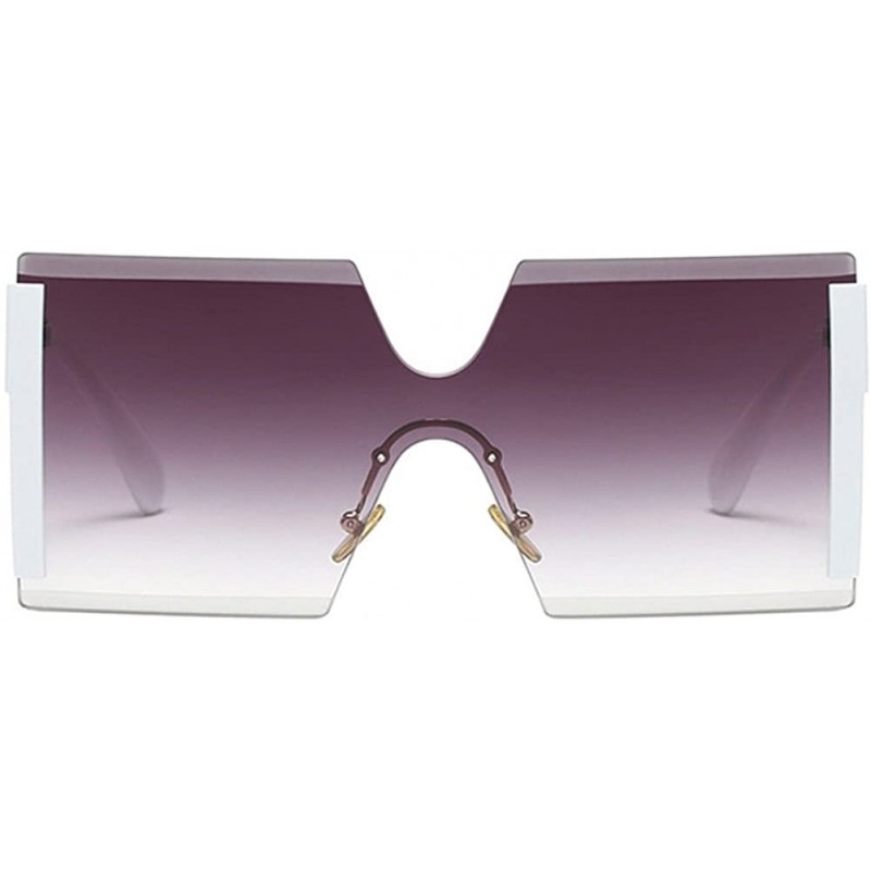 Oversized Vintage Retro Rimless Glasses Womens Sunglasses UV400 Lens Oversized - White+gray Lens - CS18E5EOH0I $9.30