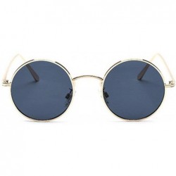 Round Fashion Punk Style Small Round Sunglasses Lady Vintage Men Metal Full Frame Sun Glasses UV400 - Gold Grey - CV18RLSK2SH...