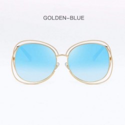 Oversized Solar glasses - circular frames - sunglasses - bimetallic rings - anti-ultraviolet women's style - B - CM18Q70SH88 ...