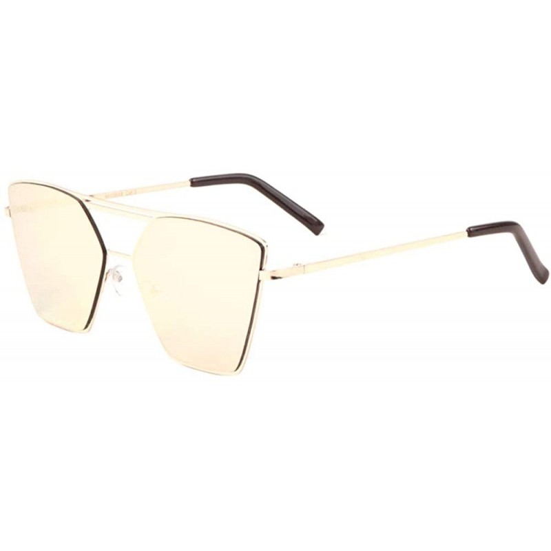 Butterfly Semi Flat Top Thin Flat Metal Frame Geometric Sunglasses - Rose Gold - CB1986MNCRX $14.20