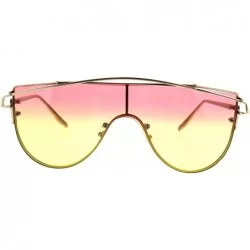 Shield Oceanic Tie Dye Gradient Shield Robotic Futurism Sunglasses - Silver Pink Yellow - C018643ZIA2 $26.81