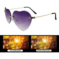 Round Vintage Heart Shape Sunglasses UV400 Color Coated Metal Frame Eyewear - d Purple - CY19CCARGRK $10.63