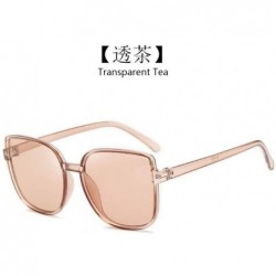 Square Square Sunglasses Female UV Protection Sunglasses Men Dazzling Color Film Toad Glasses (Transparent Tea) - CJ190OKSS2K...