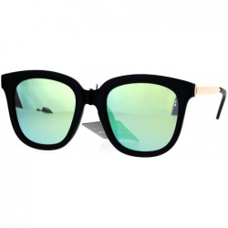 Wayfarer Flat Color Mirror Lens Metal Arm Rectangular Thick Horn Rim Sunglasses - Yellow Revo - CX12K07R6YH $10.94