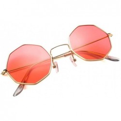 Round Small Metal Octagon Frame Sunglasses for Women and Men UV400 - Gold Clear - CW198CA579T $9.49