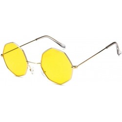 Round Small Metal Octagon Frame Sunglasses for Women and Men UV400 - Gold Clear - CW198CA579T $9.49