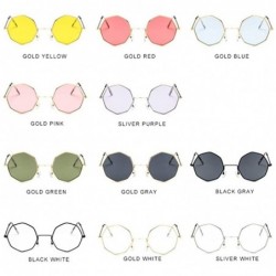 Round Small Metal Octagon Frame Sunglasses for Women and Men UV400 - Gold Clear - CW198CA579T $9.49