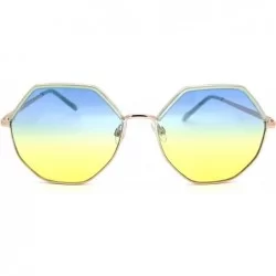 Rectangular Womens Squared Octagonal Gradient Lens Hippie Retro Sunglasses - Gold Blue Blue Yellow - CF18WROW8ZA $22.01