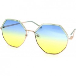 Rectangular Womens Squared Octagonal Gradient Lens Hippie Retro Sunglasses - Gold Blue Blue Yellow - CF18WROW8ZA $11.76