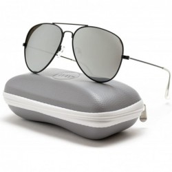 Oversized Premium Classic Fashion Design Polarized Lens Aviator Sunglasses - Black Frame / Mirror Silver Lens - CE182OOSU6R $...