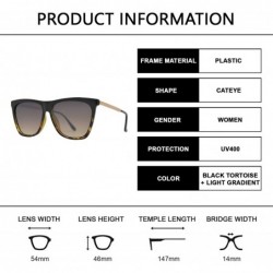 Cat Eye Vintage Oversized Square Cat Eye Sunglasses for Women with Flat Lens - Black Tortoise + Light Gradient - CO195CUXWU7 ...