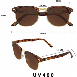 Rimless Premium Half Frame Horn Rimmed Sunglasses Metal Rivets - Tortoise - CZ12KZ9LJYX $11.75